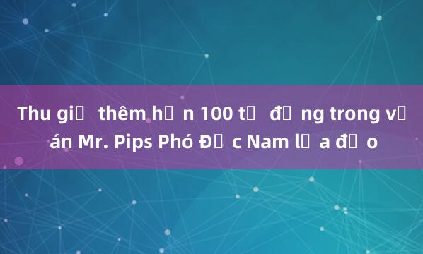 Thu giữ thêm hơn 100 tỉ đồng trong vụ án Mr. Pips Phó Đức Nam lừa đảo