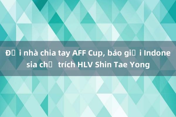 Đội nhà chia tay AFF Cup， báo giới Indonesia chỉ trích HLV Shin Tae Yong