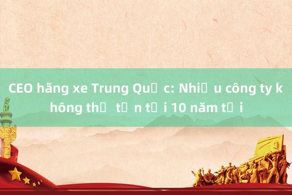 CEO hãng xe Trung Quốc: Nhiều công ty không thể tồn tại 10 năm tới