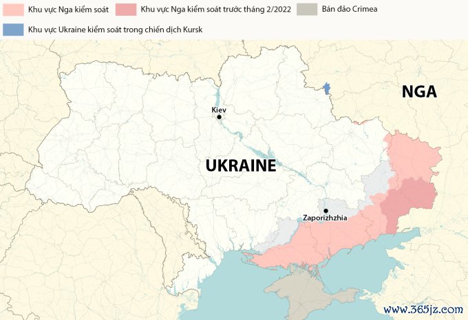 Vị trí thành phố Kiev vàZaporizhzhia. Đồ họa: RYV